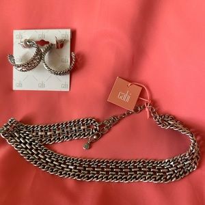 Brand New Sterling Silver choker & earrings set